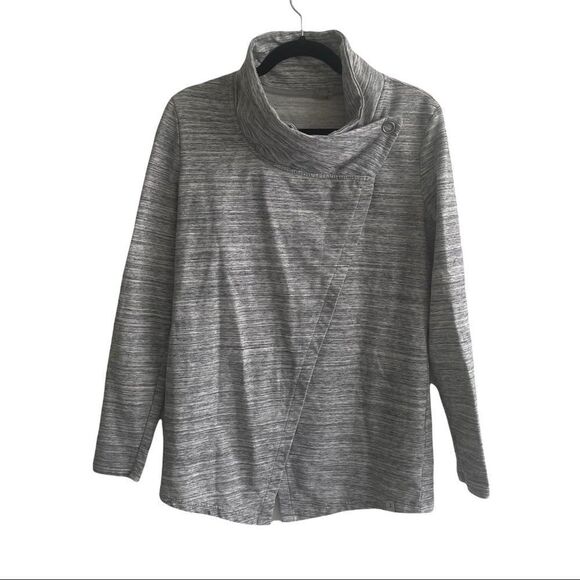 Danskin Grey Asymmetrical Long Sleeve Sweater Jacket Grey M - Picture 1 of 10